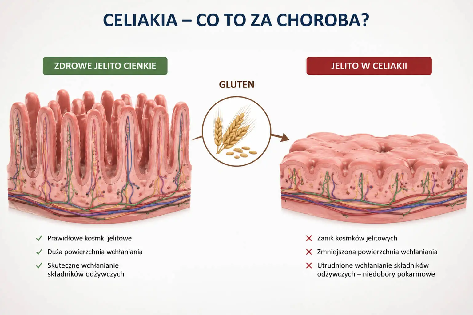 Celiakia – co to jest i na czym polega, uszkodzenie kosmków jelitowych, najważniejsze informacje o chorobie